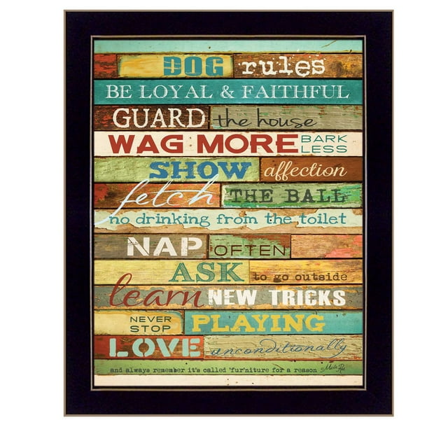 TrendyDecor4U MA968A-712 ''Règles de Chien'' par Marla Rae Imprimé Encadré d'Art Mural