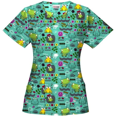 Scrubstar - Women's Fashion Collection Froggy Friends V-Neck Printed ...