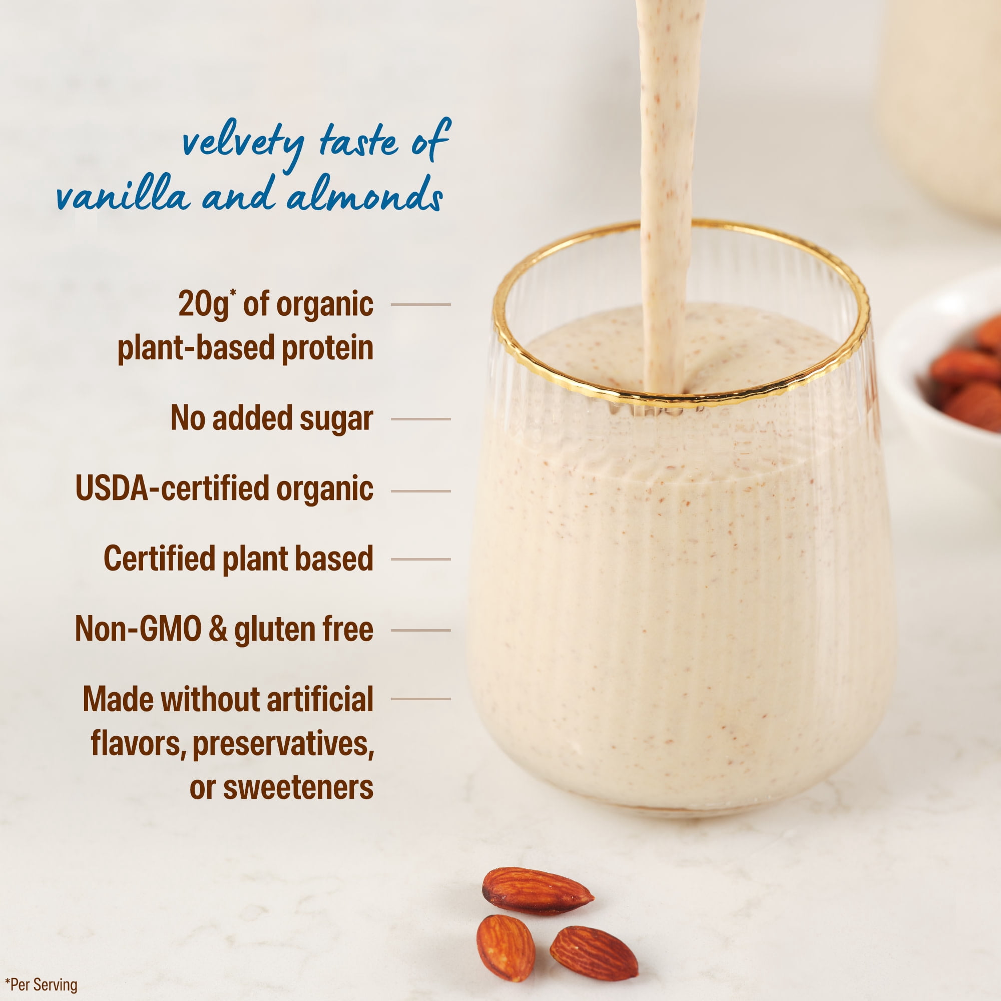 Orgain X JUSTIN’S® Organic Plant & Nut Butter 20g Vegan Protein Powder, Vanilla Almond Butter 13.28oz