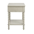 thumbnail image 3 of Antique Cream Nightstand with Drawer & Shelf, 24"W Farmhouse Bedside Table - Solid Wood Frame & Turned Legs, 3 of 10