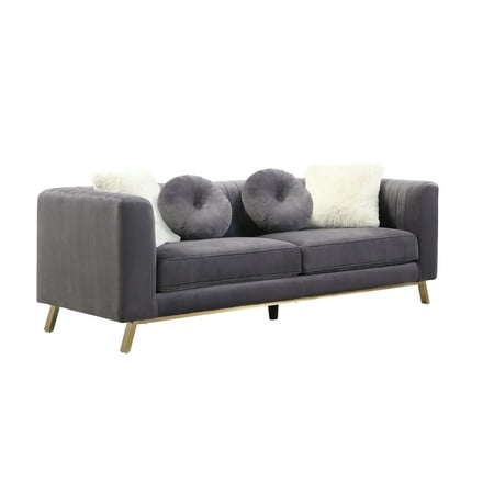 Tuxedo Sofa with Gold Stanless Steel Legs & Pillows Included