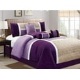 thumbnail image 1 of HGMart Bedding Comforter Set Bed In A Bag - 7 Piece Luxury Quilted Patchwork Bedding Sets - Microfiber Bedroom Comforters, Cal King, Purple, 1 of 1