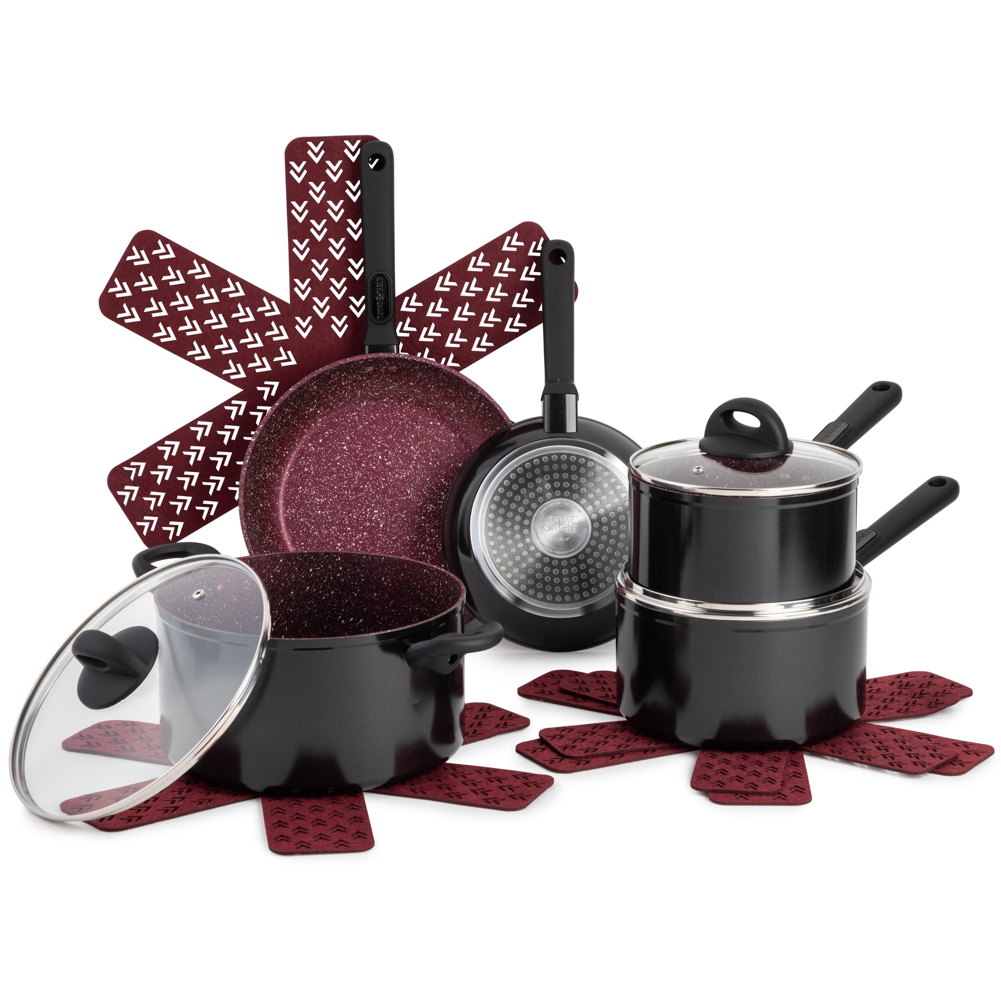 Thyme & Table NonStick 12 Piece Cookware Set, Scarlet Red