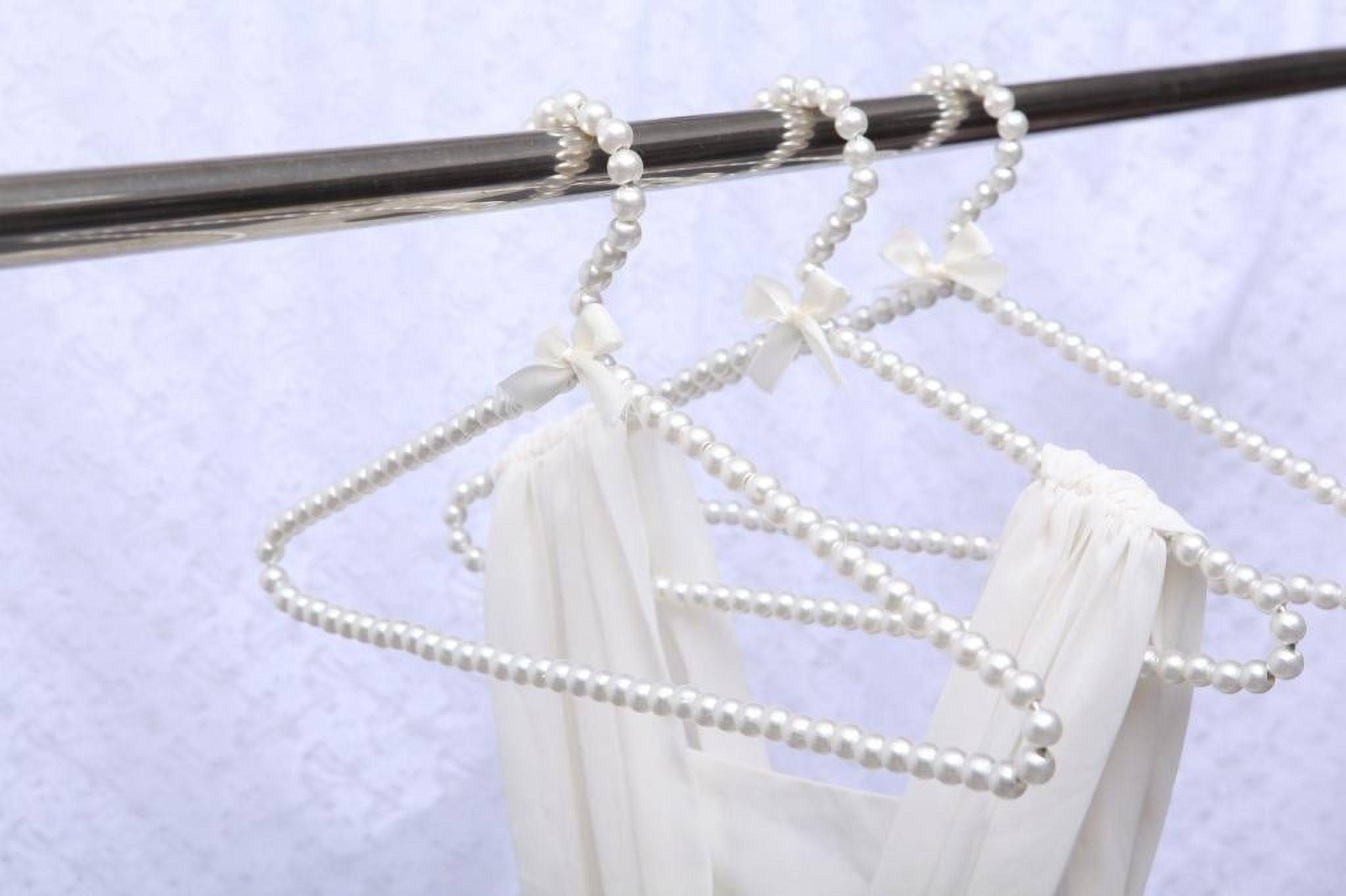 Dualoai 5Pcs White Pearl Bow Clothes Hangers Hook Rack for Baby Kids Halloween Christmas