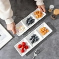 thumbnail image 3 of 1PC Rectangular White Ceramic Plate Stackable Appetizer Snack Dip Plate, 3 of 5