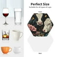 thumbnail image 6 of Honeii Vintage Sunflower Cow print Leather Coaster Set of 4, ideal for safeguarding your furniture from drinks spills and effortless cleanup-Hexagon, 6 of 6