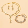 thumbnail image 2 of Rhinestone Bride Wedding Jewelry Sets Bridal Necklace Bracelet Earrings Set Prom Costume Jewelry for Women and Brides, 2 of 4