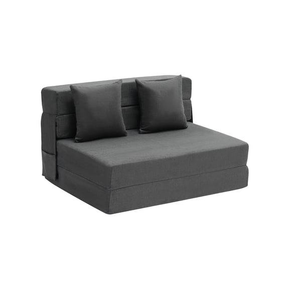 Uimoso Folding Sofa Bed 3-in-1 Foldable Couch Bed with 2 Pillows Dark Grey Twin