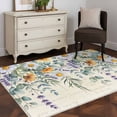 thumbnail image 3 of Floral Eucalyptus Leaves Area Rugs 4'x6', Washable Small Throw Rugs for Office Bathroom, Daisy Summer Botanical Pastoral Indoor Outdoor Rug Non-Slip Low Pile Carpet Runner Reversible Floor Mats, 3 of 8