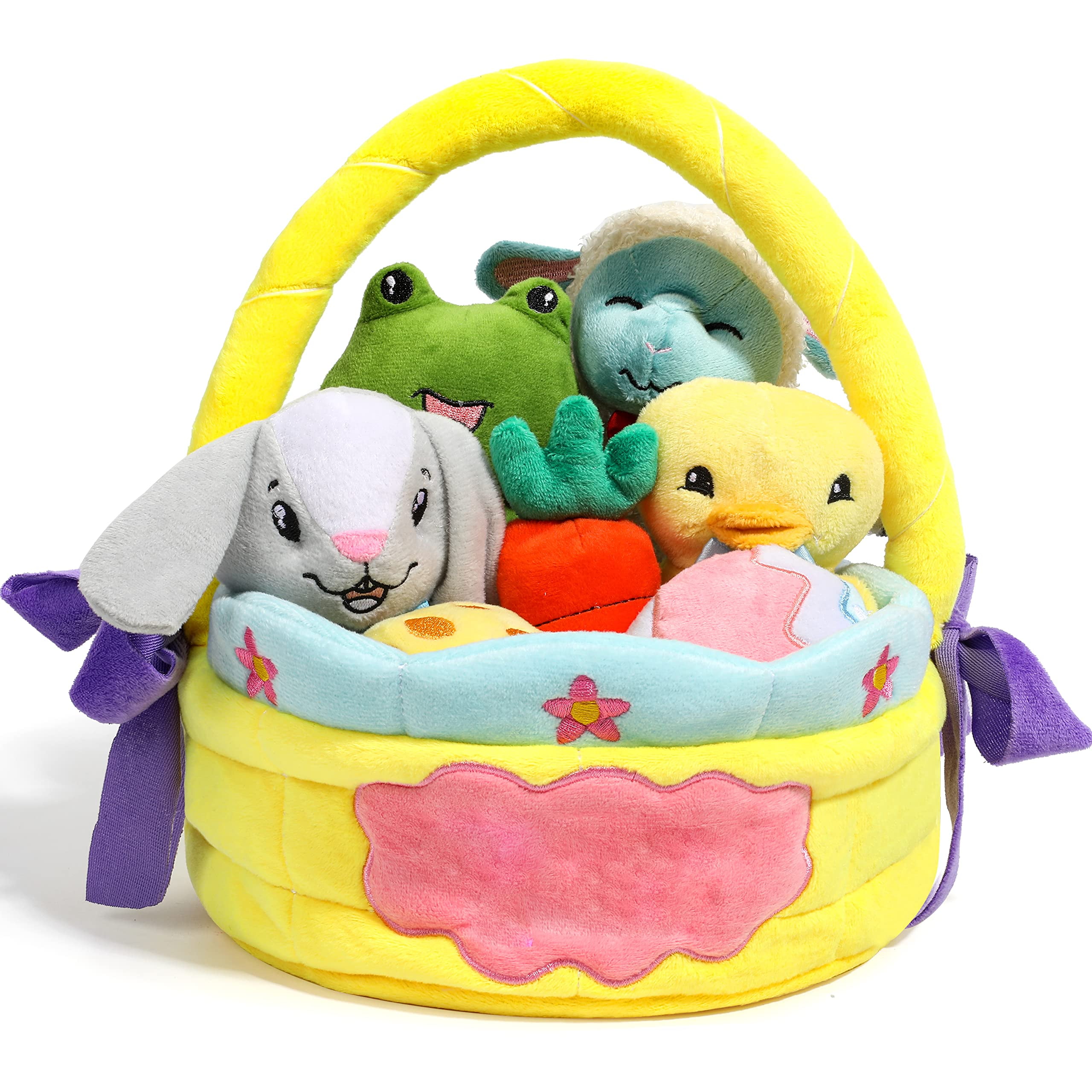 Joyfy 8 Pcs Easter Basket Plushies for Kids,Easter Basket Stuffers Fillers,Plush Bunnies Stuffed Animals,Easter Toys for Kids Children Birthday Gifts,Party Favors Decor