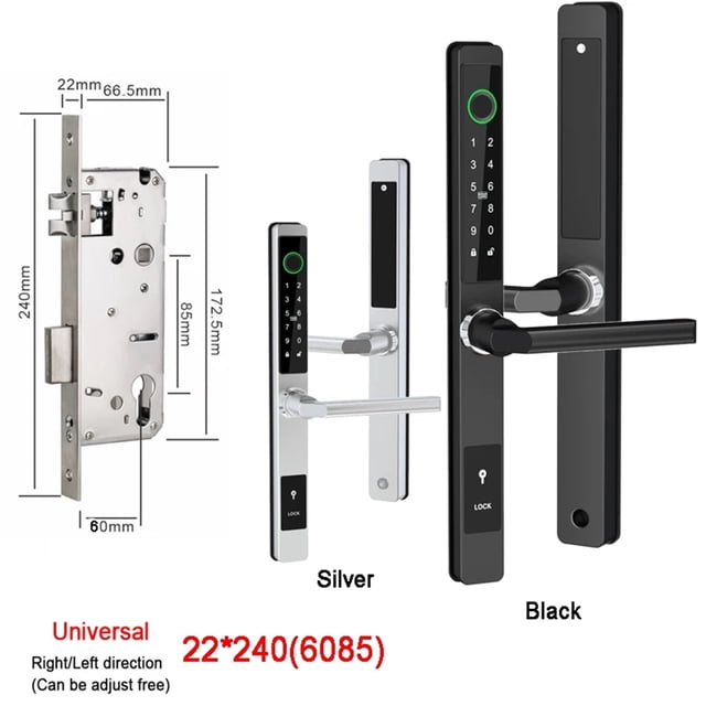 Slim Smart Fingerprint Door Lock With Handles Keyless Entry Door Lock Bluetooth Keypad Card Keyless For 35-120mm Door ,Corrosion-Resistant