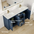 thumbnail image 3 of Eviva Curio 60"W x 18"D Dark Blue Double Sink Bathroom Vanity with White Carrara Quartz Countertop and Undermount Porcelain Sinks, 3 of 11