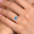 thumbnail image 4 of Gem Stone King 18K Rose Gold Plated Silver Swiss Blue Topaz and Lab Grown Diamond Engagement Ring for Women | 1.34 Cttw | Oval Checkerboard 7X5MM | Gemstone November Birthstone | Size 8, 4 of 6