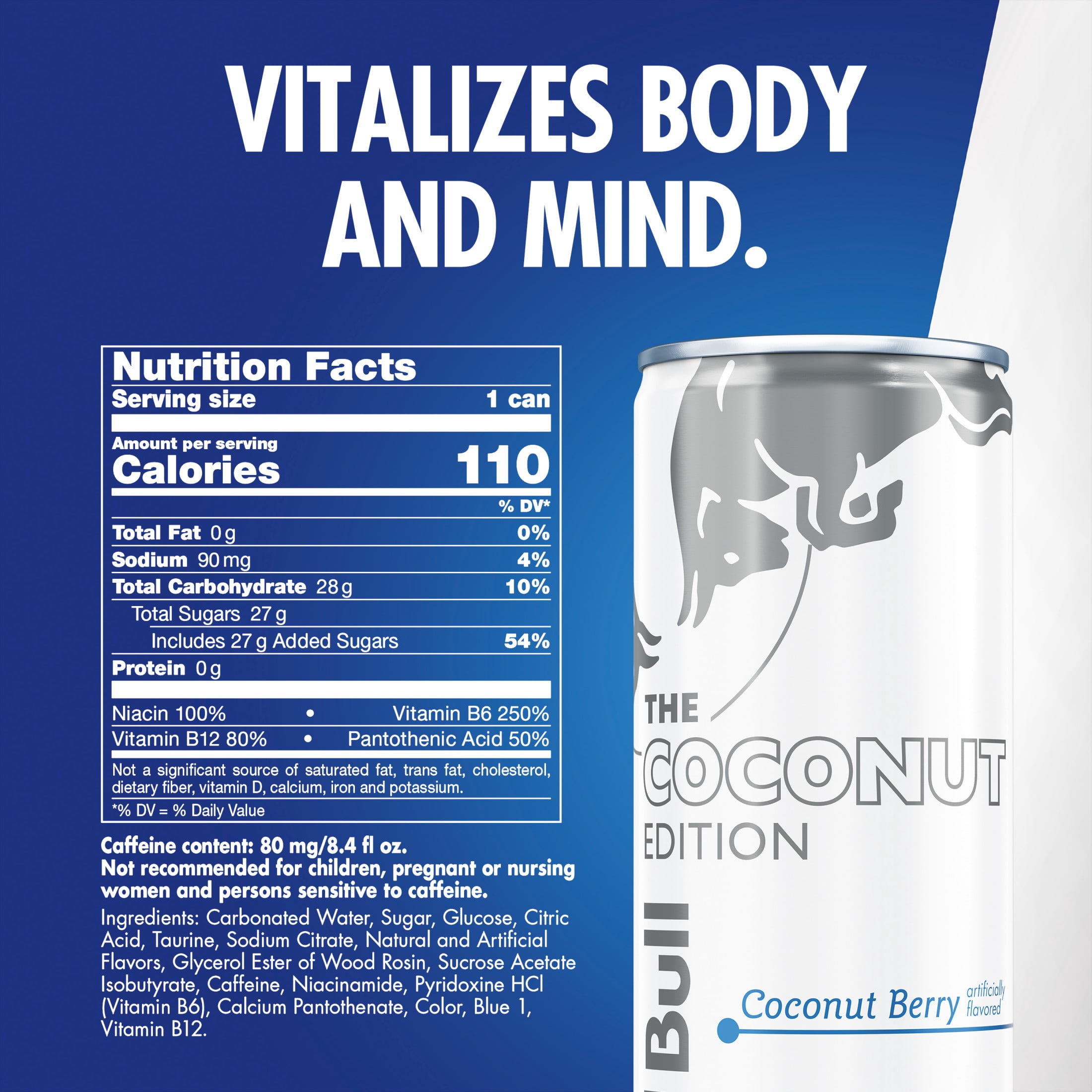 Red Bull Coconut Edition Energy Drink,  Coconut Berry,  8.4 fl. oz. Can,  80mg Caffeine