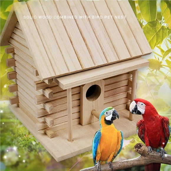 Maoww Wooden Hanging Bird House Roof style Bird Nest Hanging Decoration