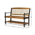 thumbnail image 5 of Noble House Imperial Outdoor Rustic Acacia Wood Bench with Shelf in Teak/Black, 5 of 6