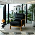 thumbnail image 4 of Classic Wooden Lounge Chair with Comfortable Foam Cushion - Black Fabric, 4 of 10