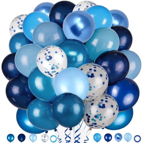 Blue Balloons Set, 95pcs 12inch Metallic Pearl Navy & Pastel Royal Dusty Blue Balloons for Birthdays Graduation Party Decorations