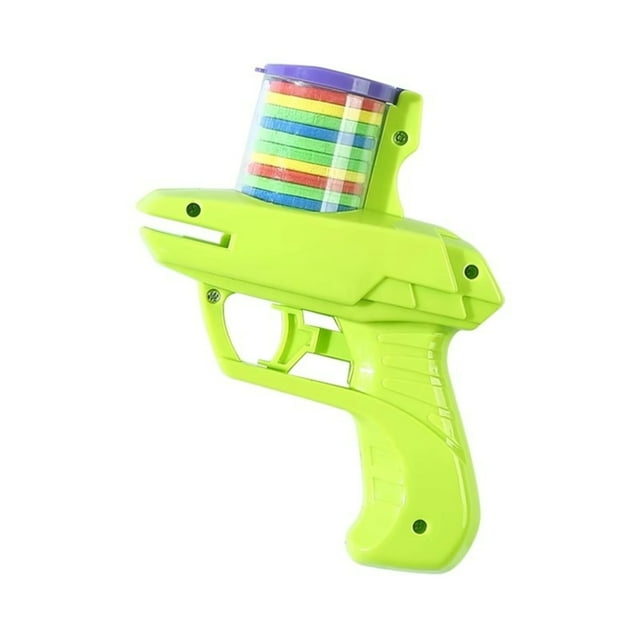 EVA Frisbee Soft Bullet Blaster Toy - Green, Battery-Free Multiplayer Shooting Game with 15 Safe Soft Discs, 4-5m Firing Range, Continuous Shooting, Durable Original Materials, Lightweight & Harmless