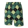 thumbnail image 5 of Kdxio Green Squares Pattern Mens Casual Shorts - Drawstring Summer Beach Sports Shorts for Men, 5 of 9