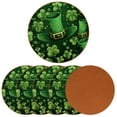 thumbnail image 2 of Saint Patrick's Day 6PCS Microfiber Leather Round Coasters Set, 11x11 cm/4.3x4.3 in - Drink Coasters for Table, Stylish and Absorbent Cork Backing, Easy to Clean and Durable Mats for Home, 2 of 6