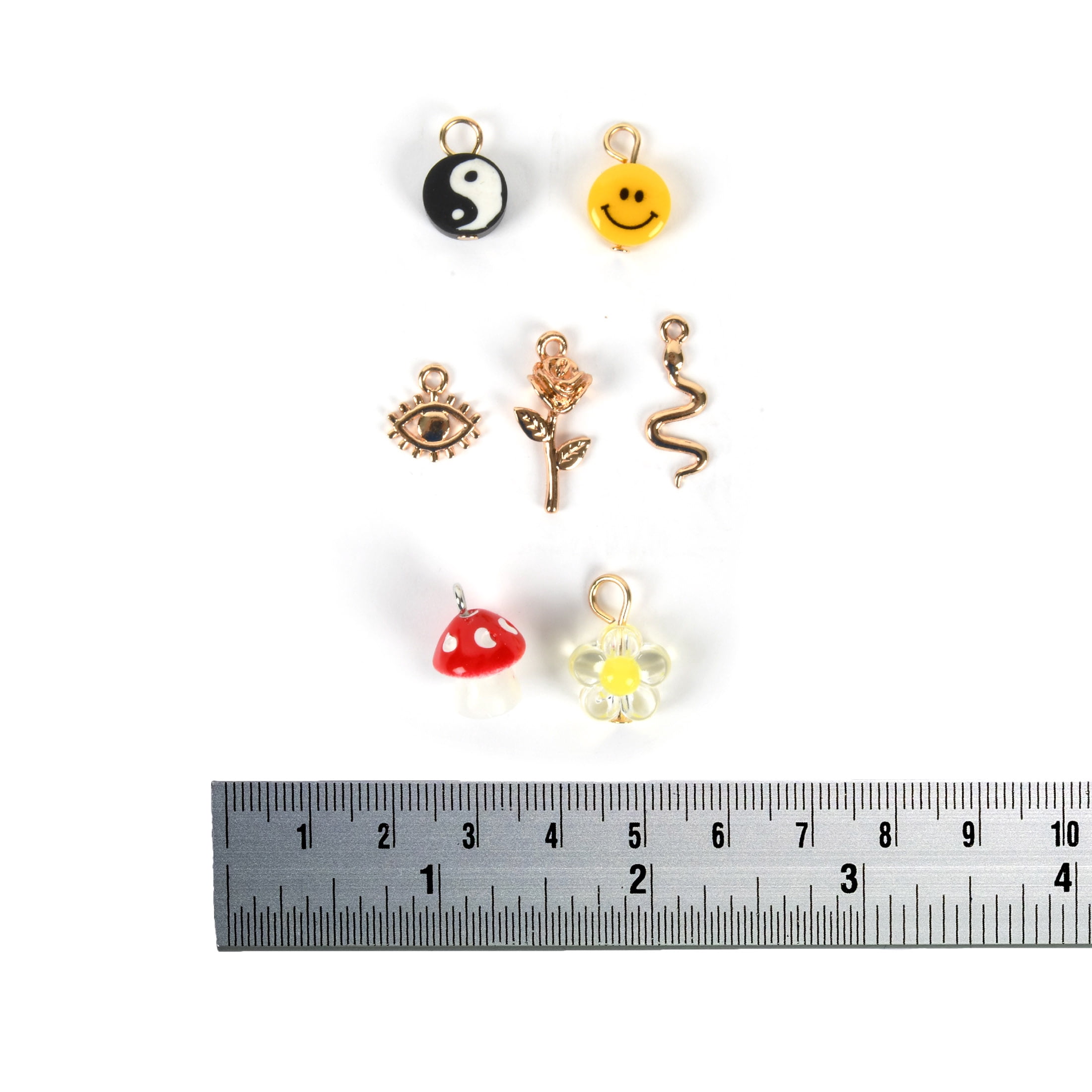 Blue Moon Beads Metal and Plastic Y2K Charm Set with for DIY Jewelry Making, 7 Piece-Unisex, Adult