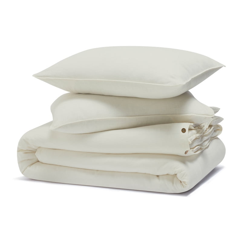 Superior Chloe 100% Cotton Percale Linen Texture Duvet Cover Set, King California King, Ivory