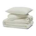 thumbnail image 3 of Superior Chloe 100% Cotton Percale Linen Texture Duvet Cover Set, King California King, Ivory, 3 of 11