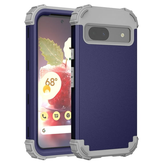 Case for Google Pixel 8A, Slim Dual Layer 3 in 1 Heavy Duty Protection Hybrid Hard PC Soft Silicone Rugged Bumper Anti Slip Full-Body Protective Cases For Google Pixel 8A, Darkblue
