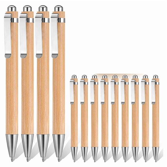 100 Pcs Bamboo Pens Bulk Wooden Retractable Ballpoint Pen Black Ink 1mm Engraving Pens Gift Pen
