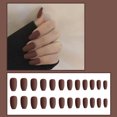 thumbnail image 1 of 24pcs Khaki Pure Color Frosted Ballet Matte Fake Nails Press on Wearable Detachable Nail Tip Long Full Cover for Girl Fake Nail FGS, 1 of 7