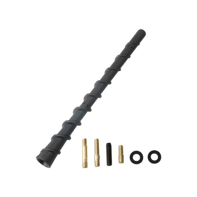 Abastado Antena curvada en espiral negra para camiones, automóviles, SUV - Ajuste universal de 7 pulgadas, radio AM/FM, exterior de goma, base de cobre metálico, bobina interna de acero inoxidable,