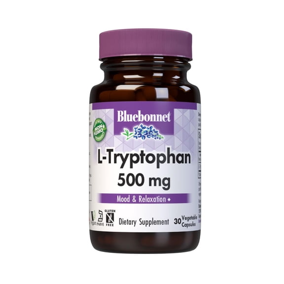Bluebonnet Nutrition L-Tryptophan 500mg Vitamin Capsules, 30 Count