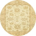 thumbnail image 1 of Ahgly Company Machine Washable Indoor Round Abstract Sun Yellow Area Rugs, 7' Round, 1 of 7