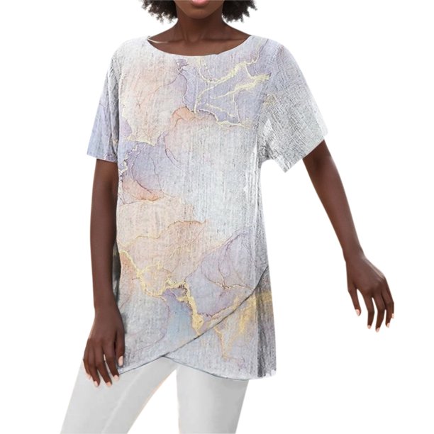 Gibobby Casual Playera de Manga Corta para Mujer Camiseta manga corta con cuello redondo y estampado bloque color cómoda informal verano para mujer(Amarillo,M)