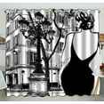 thumbnail image 1 of Vestido negro ABPHQTO Mujer joven elegante Cortina de ventana Cortina de cocina Panel 130x210 cm (Dos piezas), 1 of 1