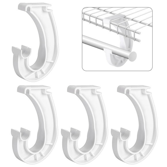 MINIKOKO Hanging Closet Rod Support,3/4 Closet Shelf Rod Holder,Sturdy J-Shaped Closet Bracket For Hanging Clothes,Cabinets Storage And Curtain