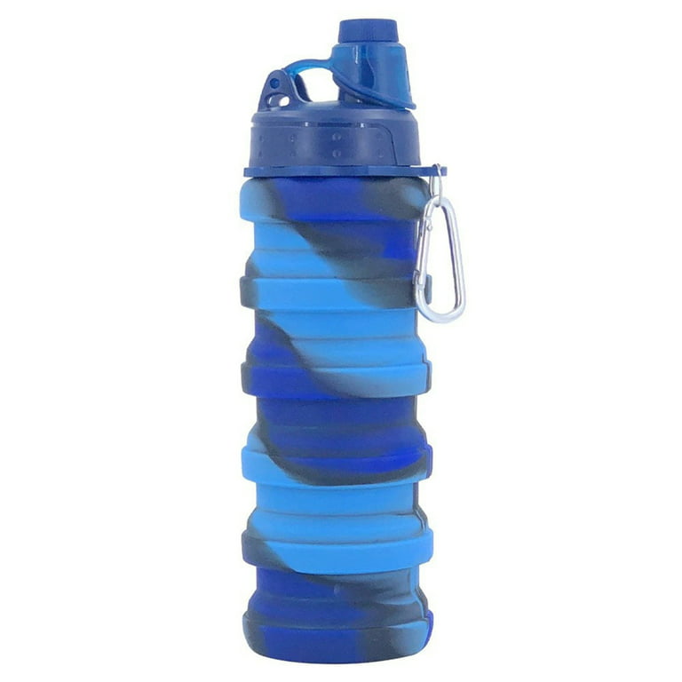 LNKOO Collapsible Foldable Water Bottle, Silicone Lightweight 18 oz  Portable Bottles with Carabiner Leak Proof, BPA Free, FDA Approved, Flip top  for Travel Sports and Outdoors 