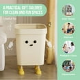 thumbnail image 6 of 3.2-Gallon Cute Trash Can with Arms & Legs Beige Square Waste Basket with Removable Bag Holder Room & Classroom, 6 of 7