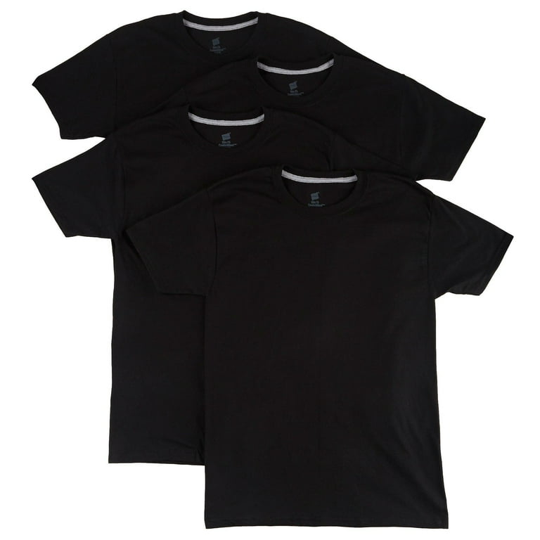 Hanes Men's ComfortBlend Slim Fit Crew T-Shirts, 4 Pack, Black M