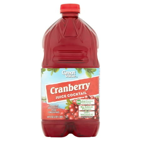 (2 pack) Great Value Juice Cocktail, Cranberry, 64 Fl Oz, 1