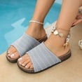 thumbnail image 3 of Slides for Women Cork Footbed Open Toe Mesh Sandals Summer Casual Flat Walking Shoes Comfortable Outdoor Slip on Slippers Gray Size 6.5, 3 of 7
