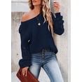 thumbnail image 2 of DOPI Women's Casual Long Sleeve Crewneck Crochet Sweater Lightweight Knit Pullover Sweaters Top Hollow Out Sweater Autumn, 2 of 5