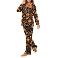 thumbnail image 5 of DISNIMO Pumpkin Print Womens Pajama Set Button Down 2 Piece Pj Lounge Sets Long Sleeve V Neck Sleepwear with Long Pants Thanksgiving Day Oversized Loungewear Nightwear, XS, 5 of 7