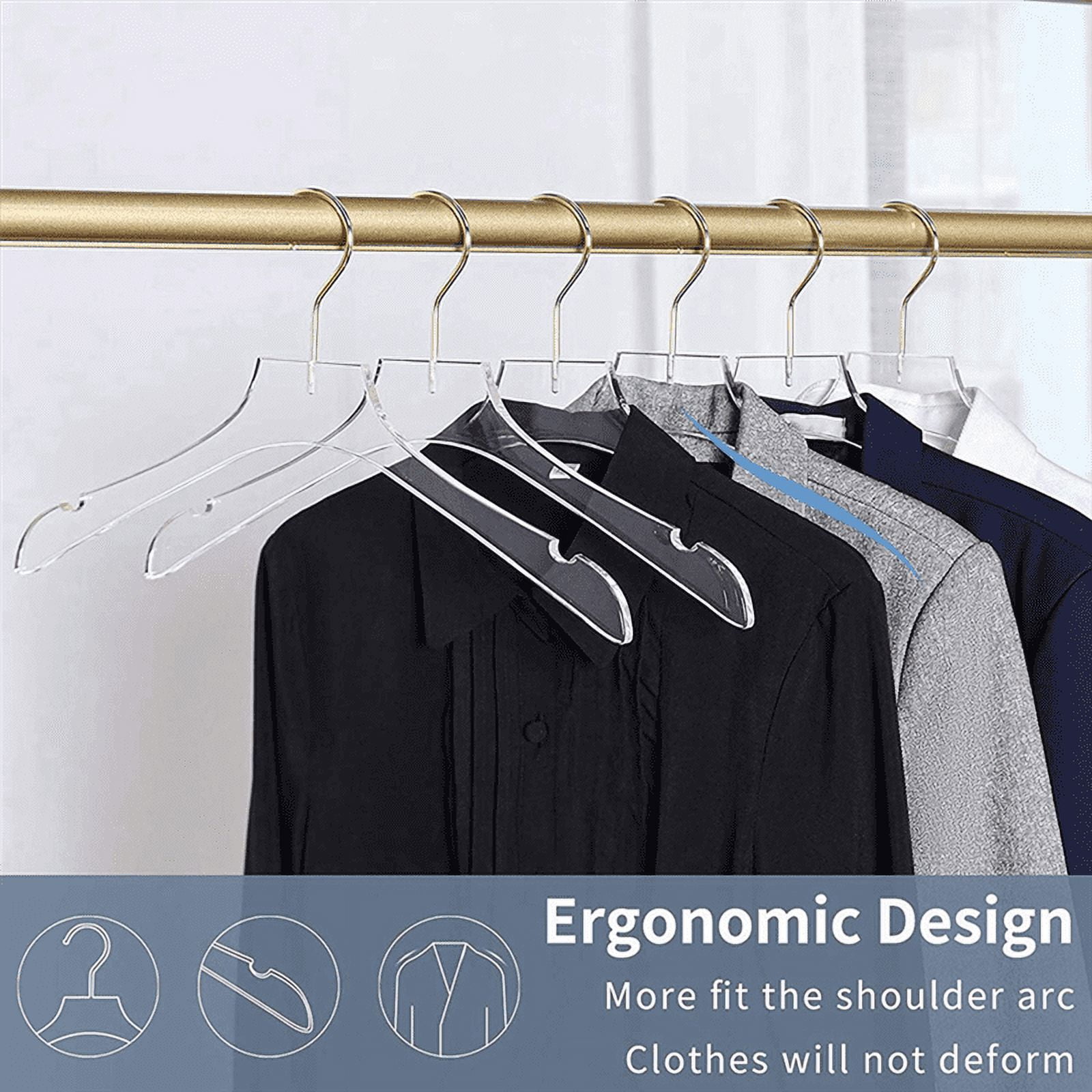 10 Pcs Clear Clothes Hangers with , Transparent Shirts Dress Coat Hanger with Notches for Lady Kids Small