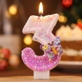 thumbnail image 6 of Creative Cartoon Numeral Birthday Candle, Pink Number Cake Topper with Butterfly Decoration, Elegant Party Supplies for Anniversary Celebration, Number 3, 6 of 6