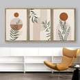 thumbnail image 3 of IDEA4WALL Framed Canvas Print Wall Art Set of 3 Geometric Forest Plant Polygon Boho Pattern Wall Decor Retro Abstract Collage Nordic Zen Prints Minimal Contemporary Artwork - Natural 24"x36"x3, 3 of 5