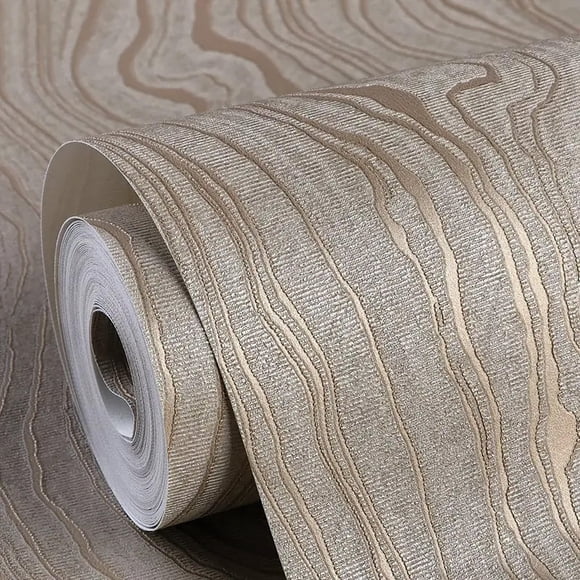 Papel tapiz adhesivo Flarnadox con rayas de madera dorada 53 x 300 cm, autoadhesivo y removible