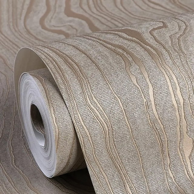 Papel tapiz adhesivo Flarnadox con rayas de madera dorada 53 x 300 cm, autoadhesivo y removible