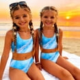 thumbnail image 5 of CCRFTGI Girls Swimsuit Size 7-8 2 Piece Set Swimming Bathing Suit Beach Vacation Hawaiian Tropic Bikini Set Cute Summer Girls Fashion Swimsuits Swimwear Light Blue 1-2 Years, 5 of 9